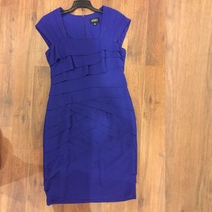 Adrianna Papell tiered chiffon cobalt dress